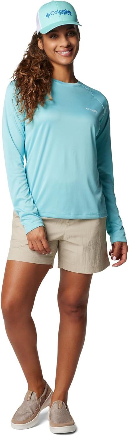 imageColumbia Womens Tidal Tee II Long Sleeve HoodieCocoa ButterSalmon Logo