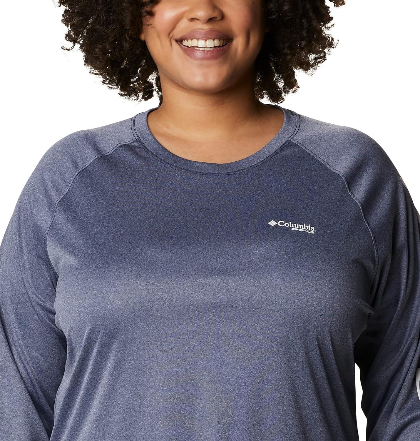 imageColumbia Womens Tidal Tee II Long Sleeve HoodieCollegiate Navy HeatherWhite Logo