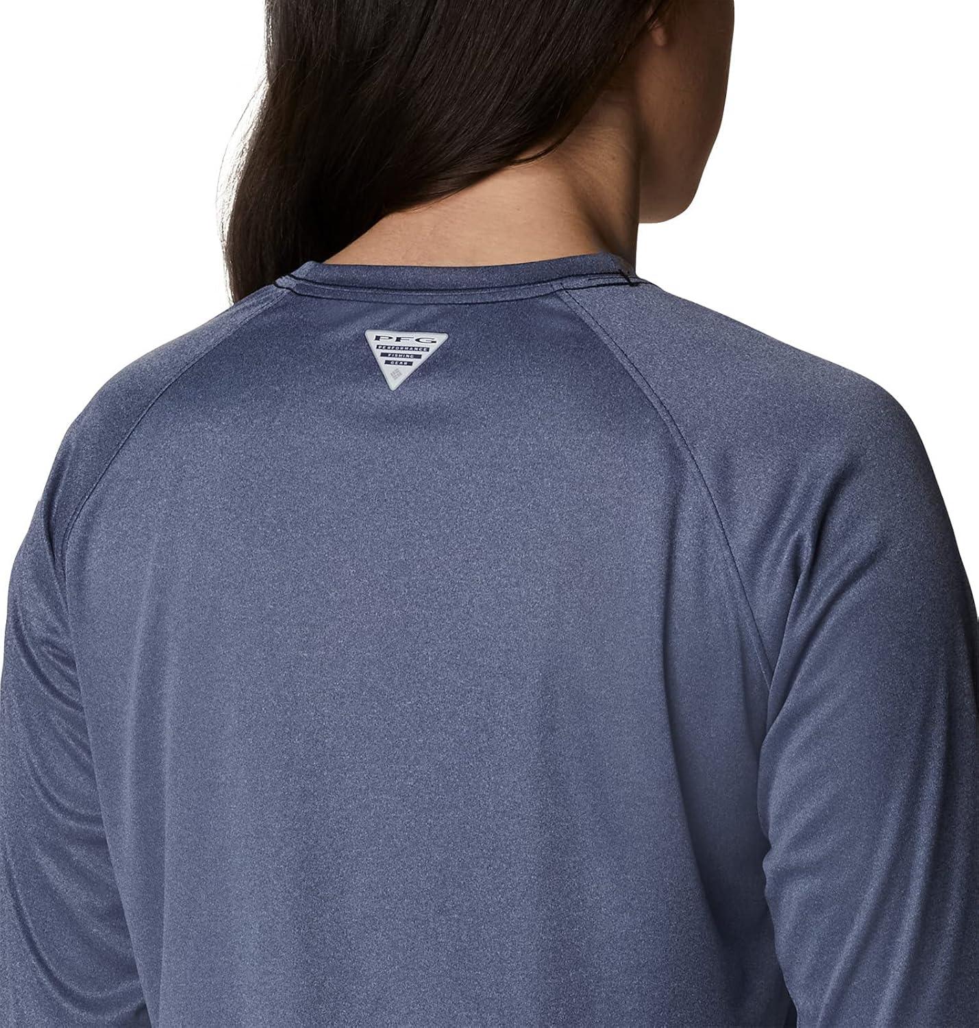 imageColumbia Womens Tidal Tee II Long Sleeve HoodieCollegiate Navy HeatherWhite Logo