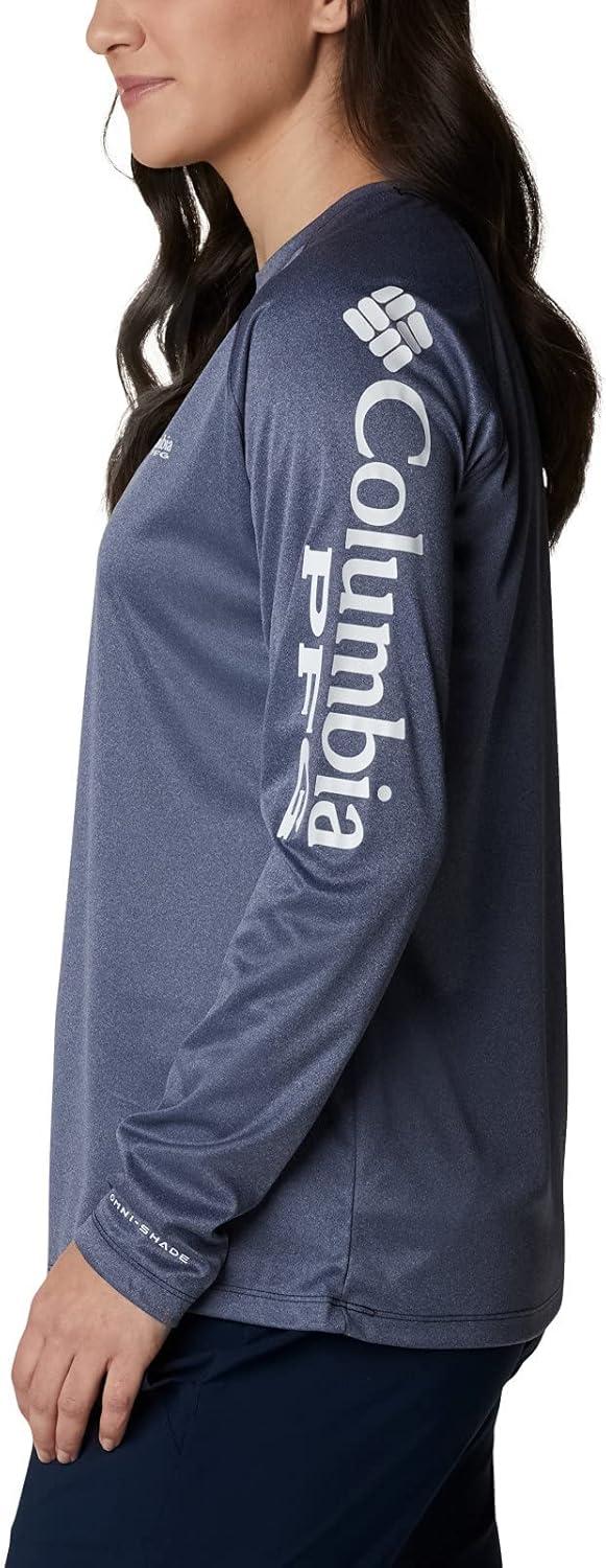 imageColumbia Womens Tidal Tee II Long Sleeve HoodieCollegiate Navy HeatherWhite Logo