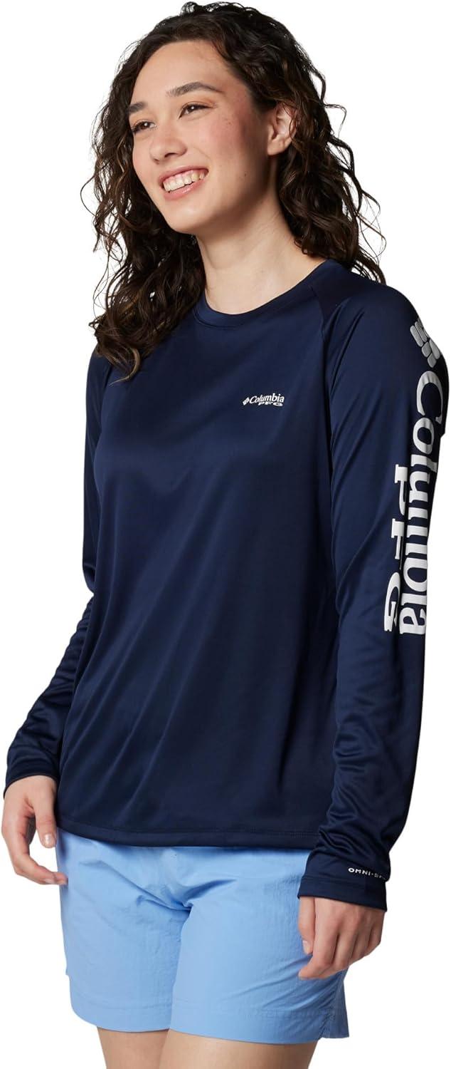 imageColumbia Womens Tidal Tee II Long Sleeve HoodieCollegiate NavyWhite Logo