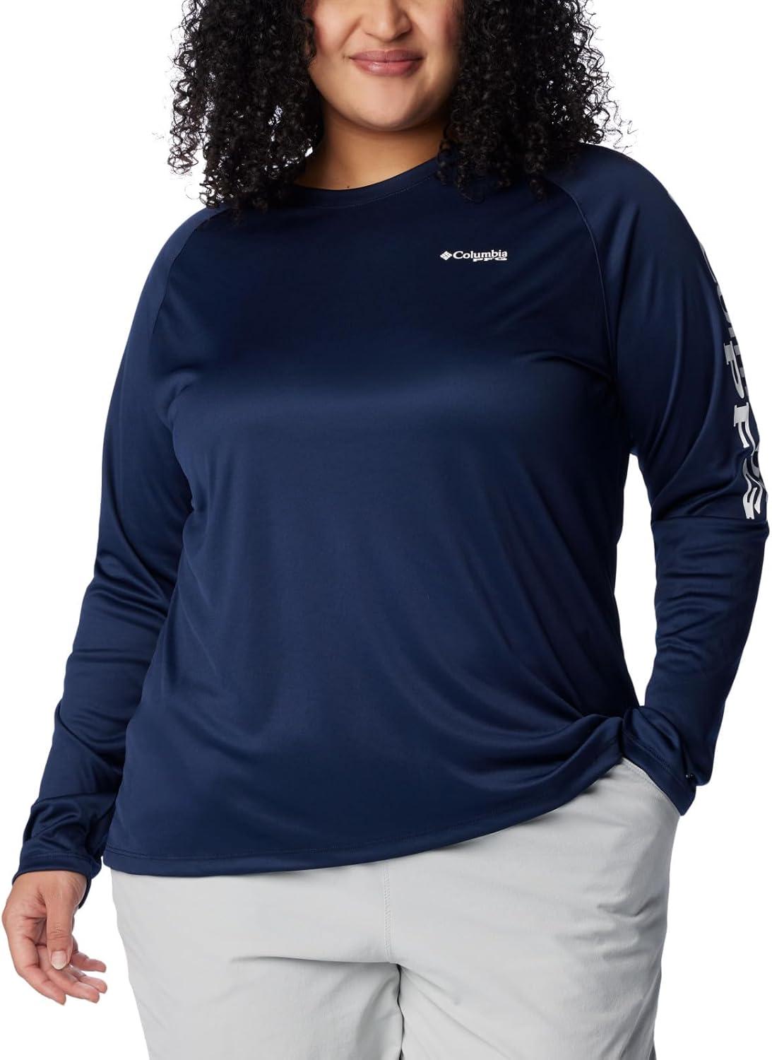 imageColumbia Womens Tidal Tee II Long Sleeve HoodieCollegiate NavyWhite Logo