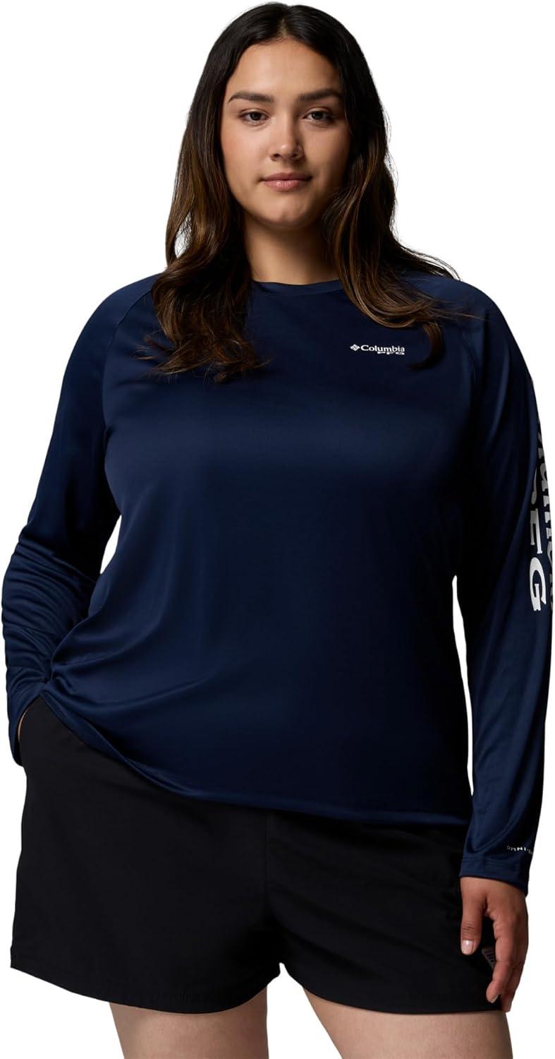 imageColumbia Womens Tidal Tee II Long Sleeve HoodieCollegiate NavyWhite Logo