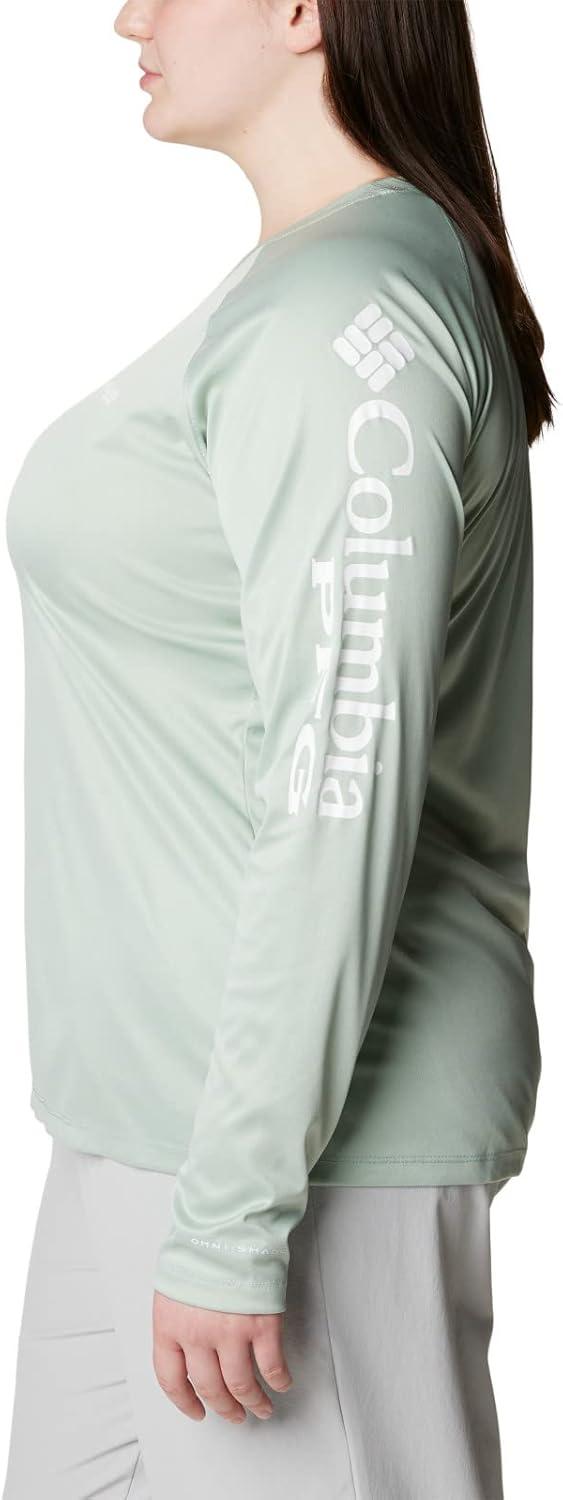 imageColumbia Womens Tidal Tee II Long Sleeve HoodieCool Green HeatherWhite Logo