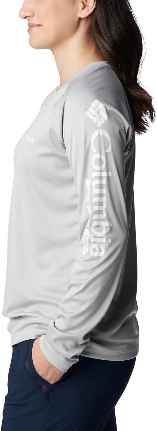 imageColumbia Womens Tidal Tee II Long Sleeve HoodieCool Grey HeatherWhite Logo