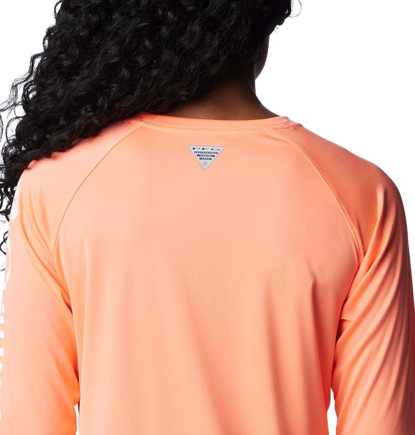 imageColumbia Womens Tidal Tee II Long Sleeve HoodieCoral Glow White Logo