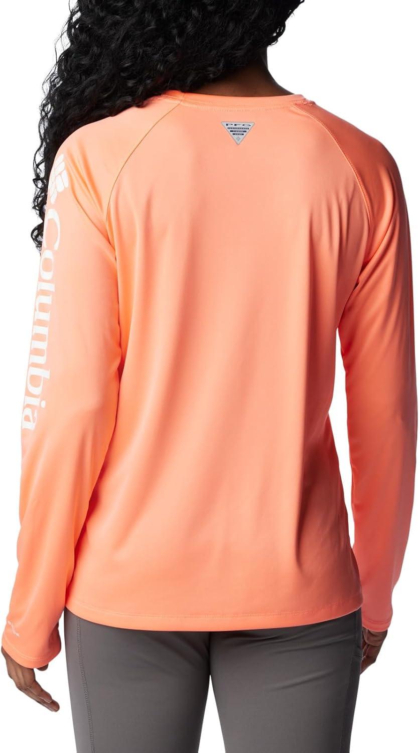 imageColumbia Womens Tidal Tee II Long Sleeve HoodieCoral Glow White Logo