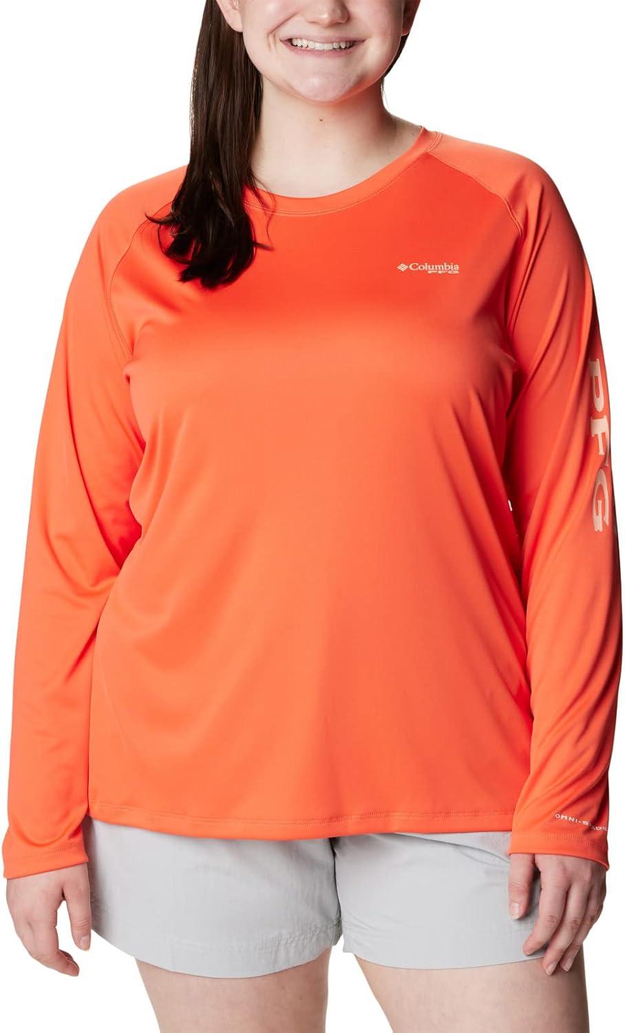 imageColumbia Womens Tidal Tee II Long Sleeve HoodieCorangeLight Coral Logo