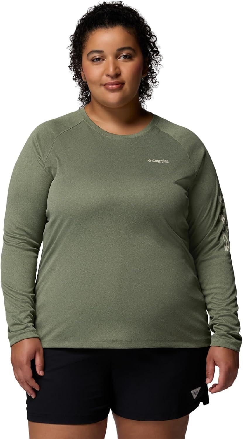 imageColumbia Womens Tidal Tee II Long Sleeve HoodieCypress HeatherDark Stone Logo