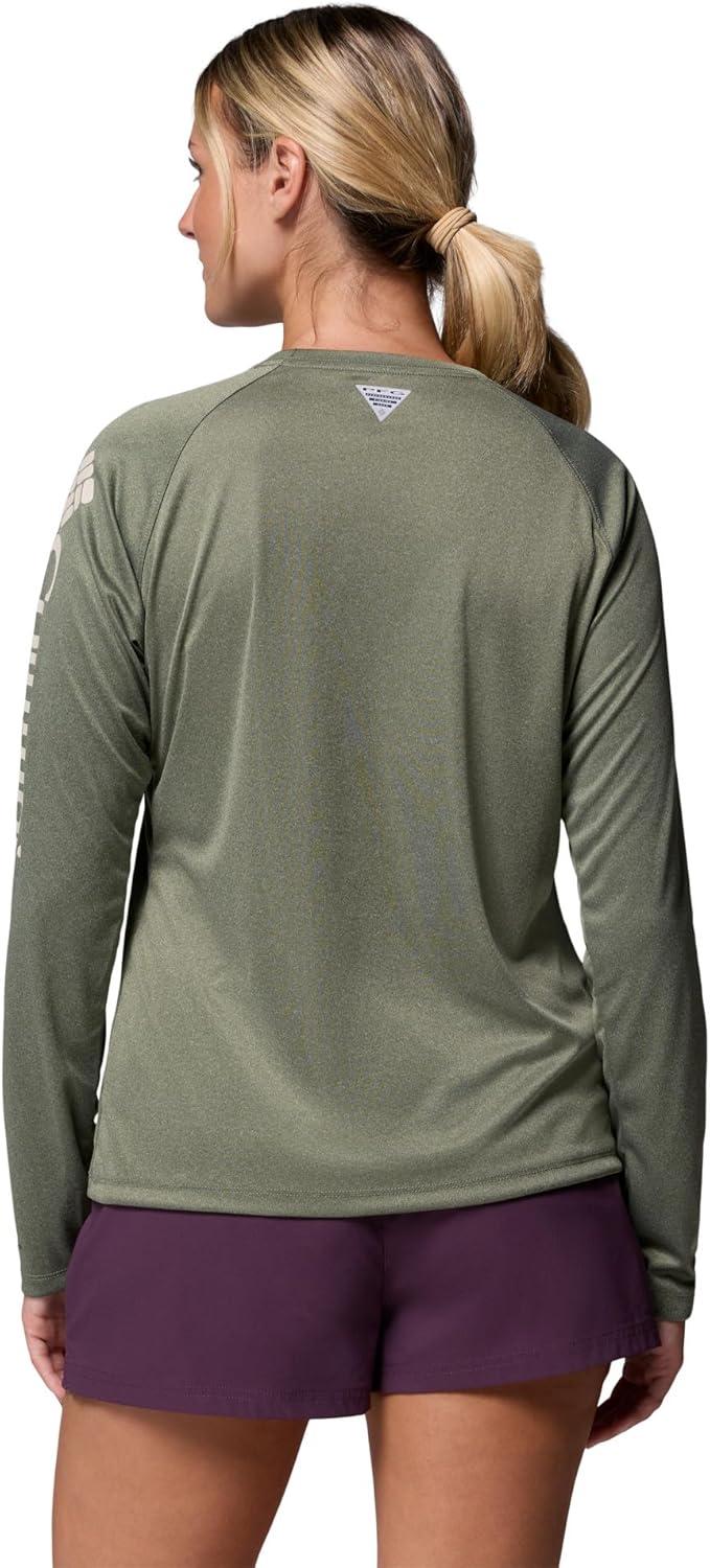 imageColumbia Womens Tidal Tee II Long Sleeve HoodieCypress HeatherDark Stone Logo