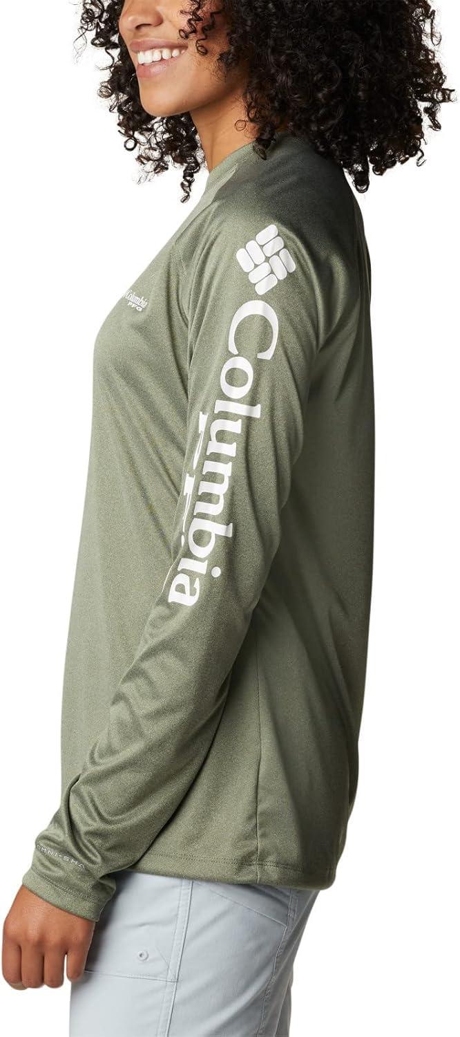 imageColumbia Womens Tidal Tee II Long Sleeve HoodieCypress HeatherWhite Logo