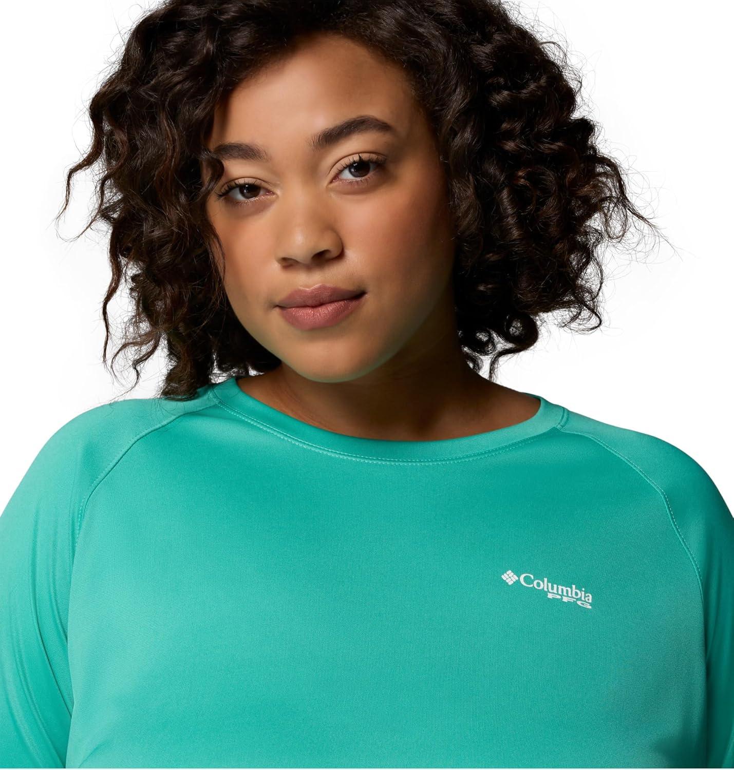 imageColumbia Womens Tidal Tee II Long Sleeve HoodieGlaze GreenWhite Logo