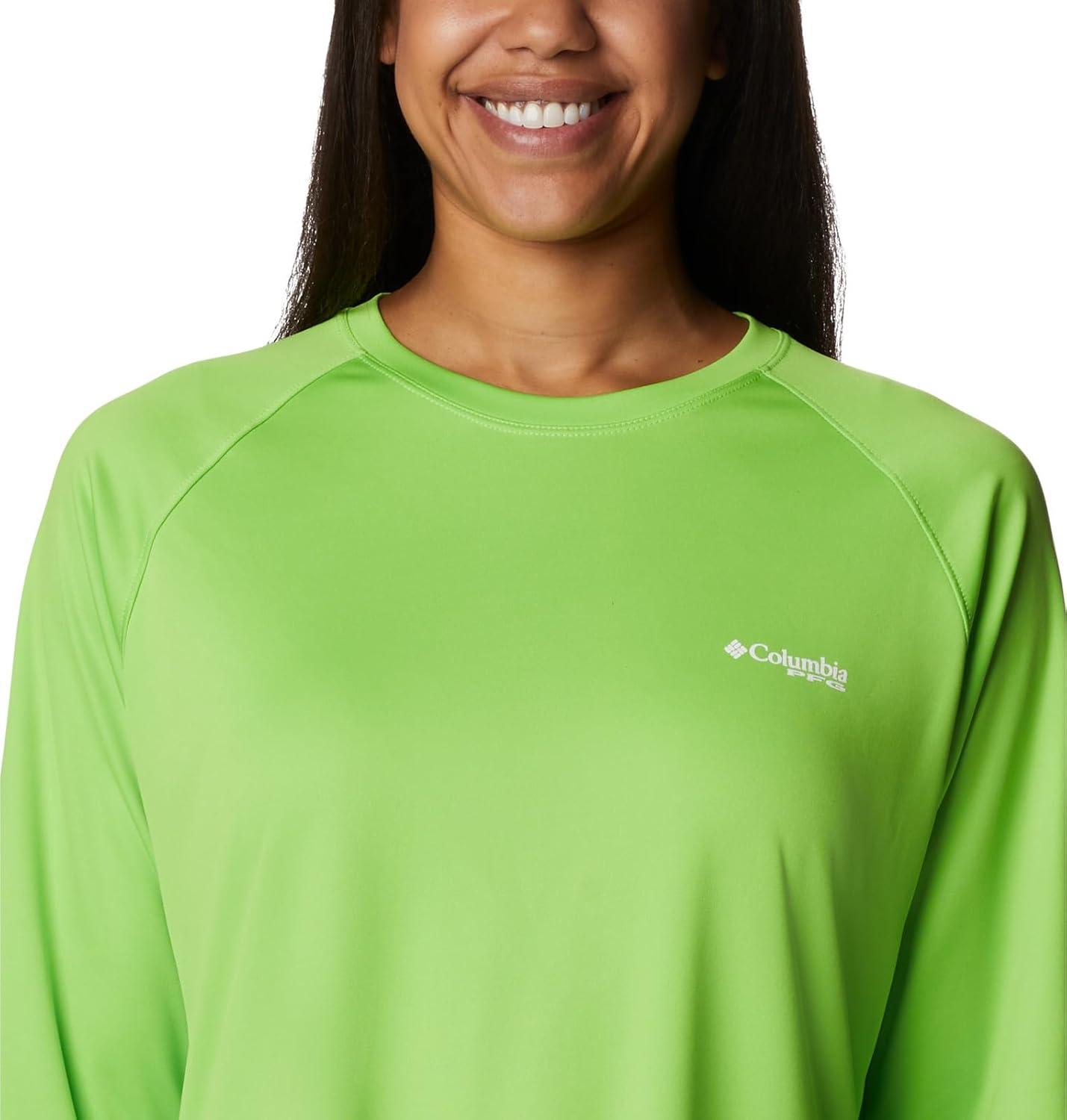 imageColumbia Womens Tidal Tee II Long Sleeve HoodieGreen MambaWhite Logo