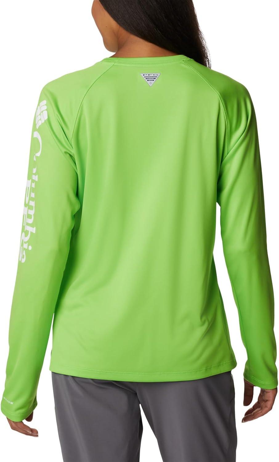 imageColumbia Womens Tidal Tee II Long Sleeve HoodieGreen MambaWhite Logo