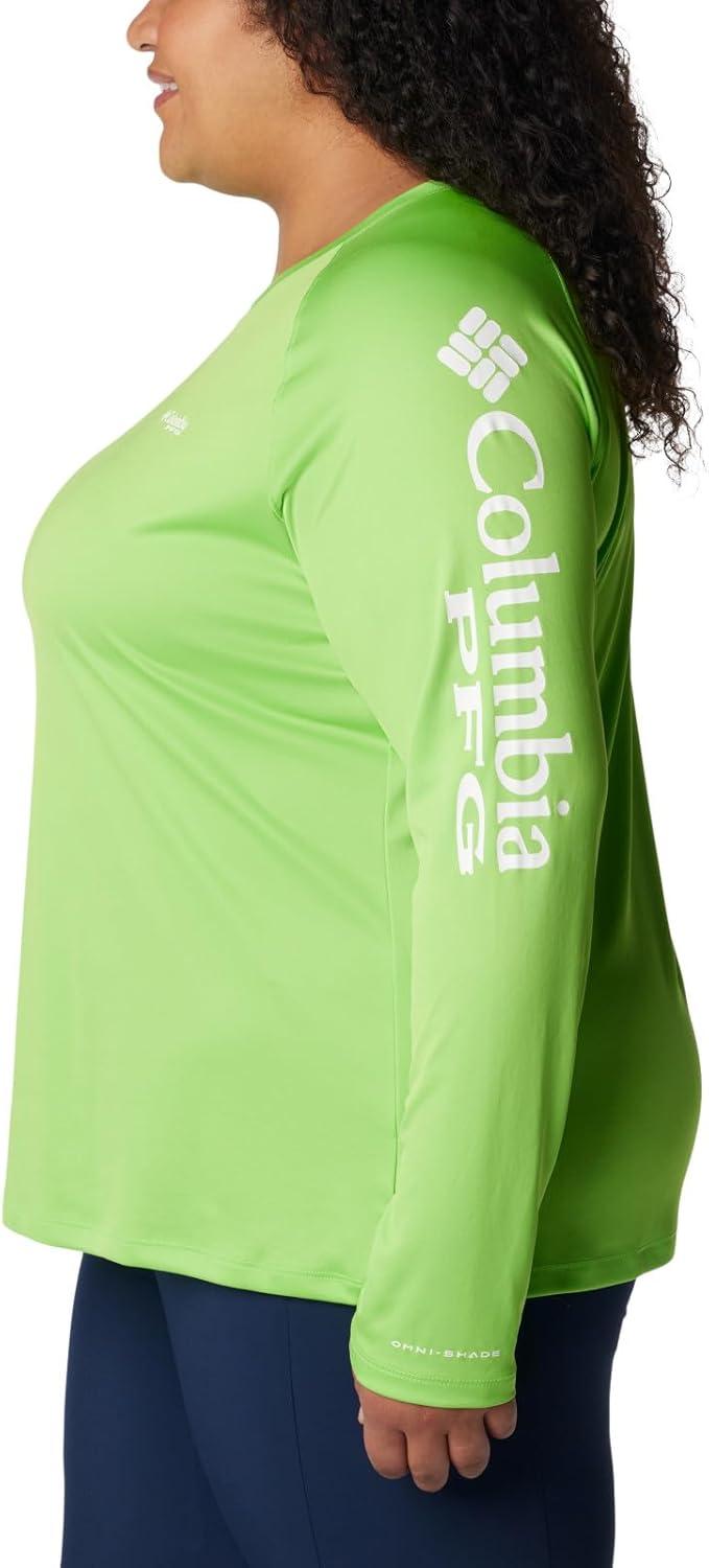 imageColumbia Womens Tidal Tee II Long Sleeve HoodieGreen MambaWhite Logo
