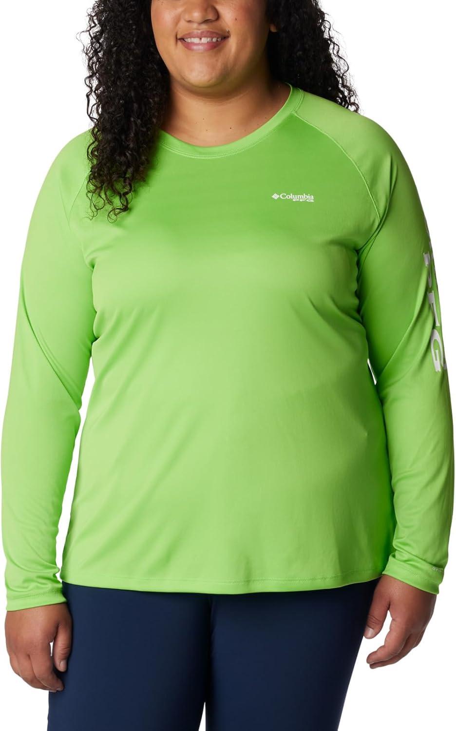 imageColumbia Womens Tidal Tee II Long Sleeve HoodieGreen MambaWhite Logo