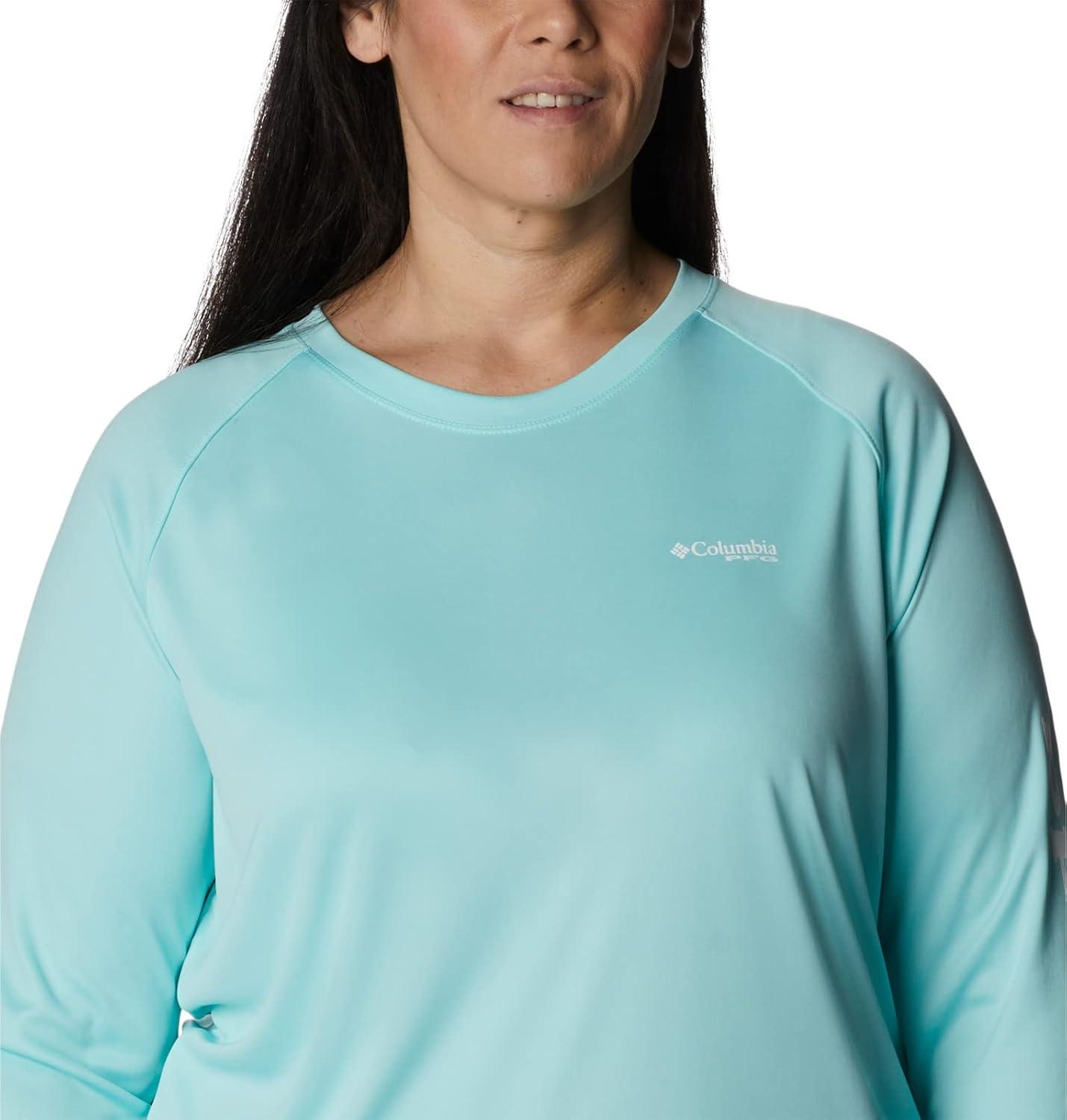 imageColumbia Womens Tidal Tee II Long Sleeve HoodieGullfoss GreenWhite Logo