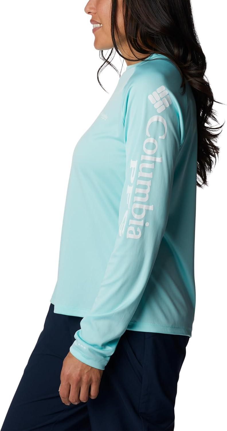 imageColumbia Womens Tidal Tee II Long Sleeve HoodieGullfoss GreenWhite Logo