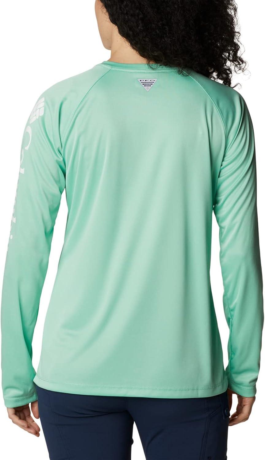 imageColumbia Womens Tidal Tee II Long Sleeve HoodieKelp HeatherWhite Logo