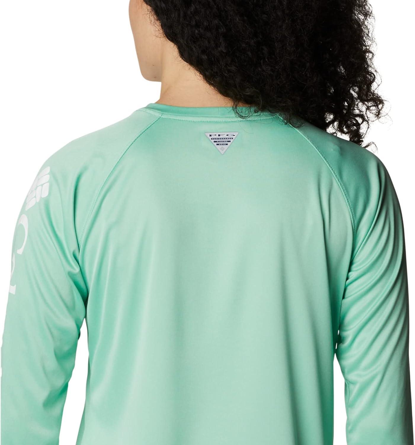 imageColumbia Womens Tidal Tee II Long Sleeve HoodieKelp HeatherWhite Logo