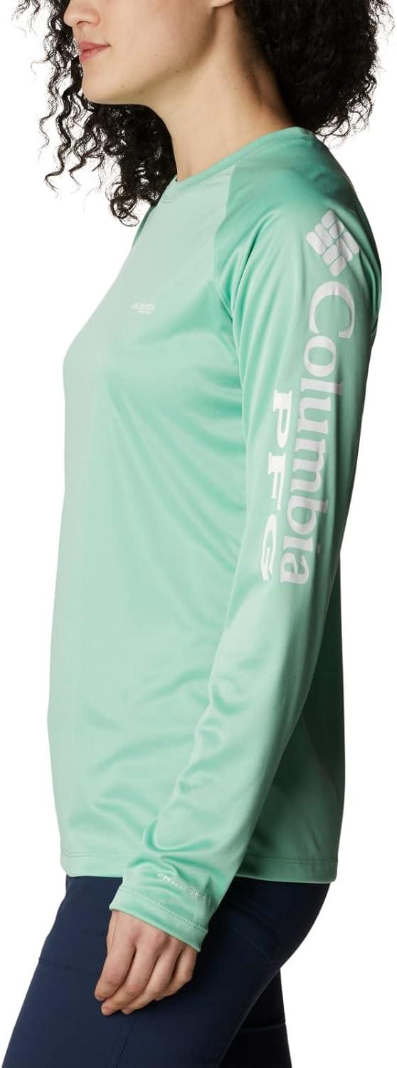 imageColumbia Womens Tidal Tee II Long Sleeve HoodieKelp HeatherWhite Logo