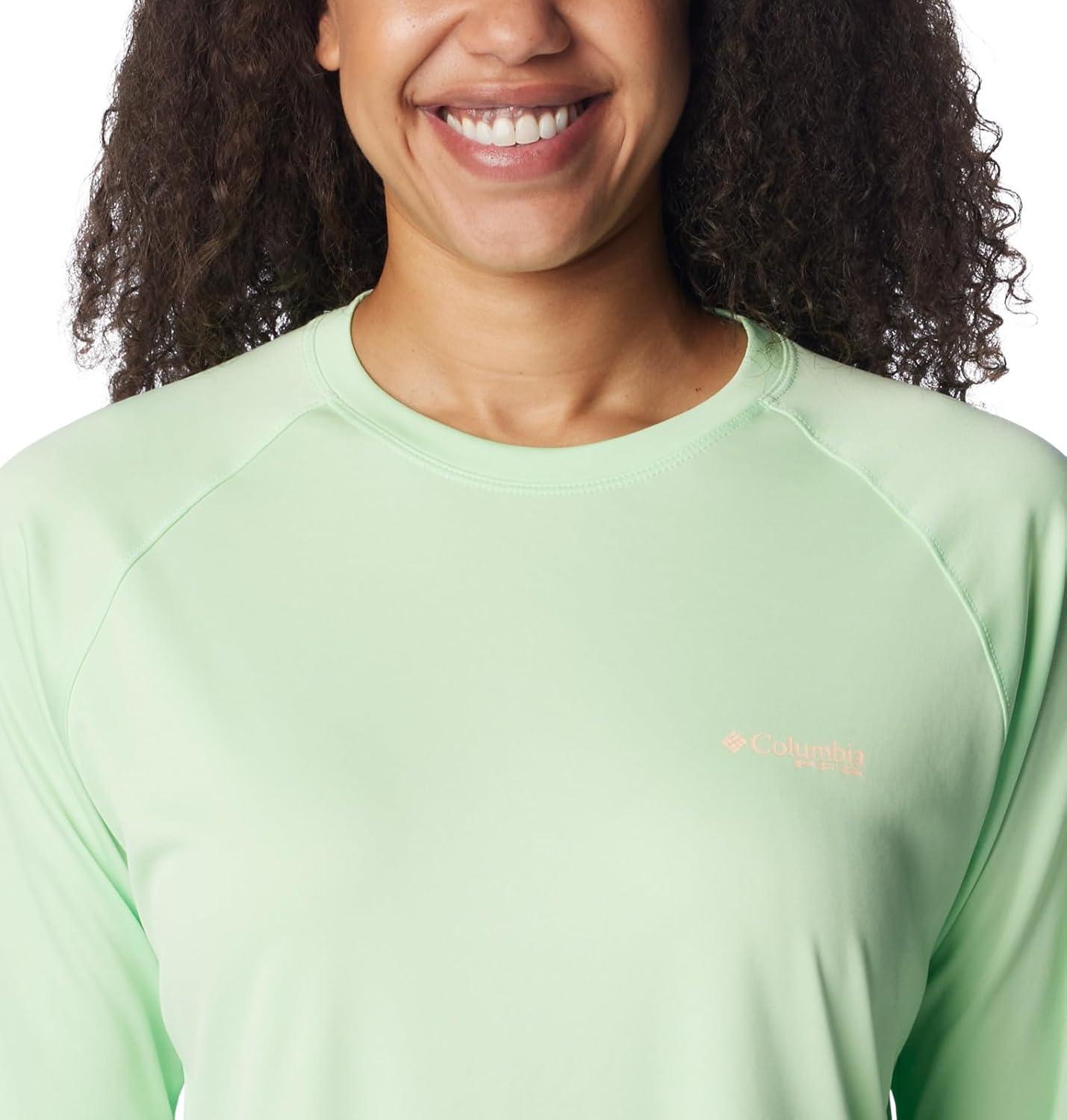 imageColumbia Womens Tidal Tee II Long Sleeve HoodieKey WestPeach Fizz Logo