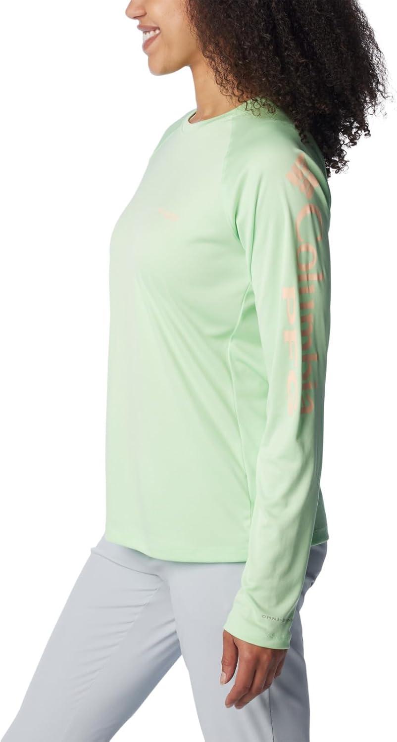 imageColumbia Womens Tidal Tee II Long Sleeve HoodieKey WestPeach Fizz Logo