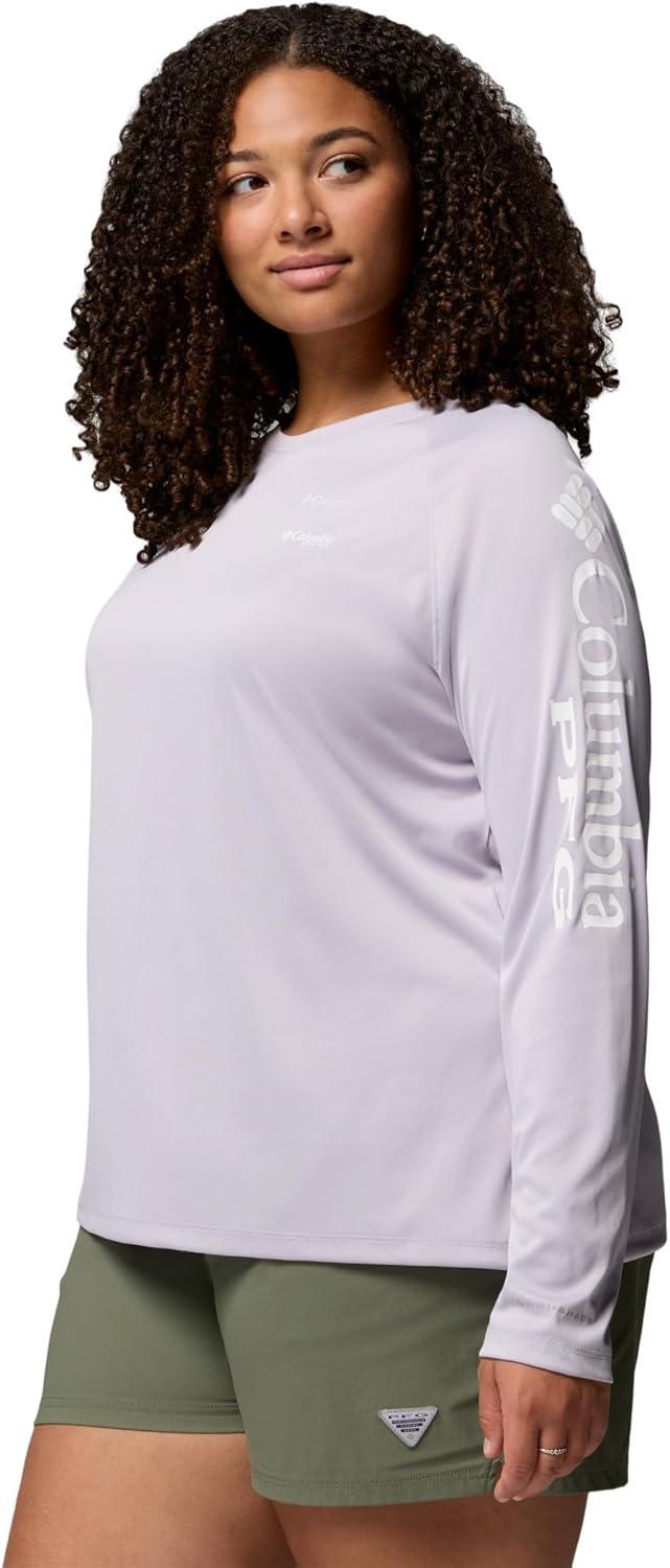 imageColumbia Womens Tidal Tee II Long Sleeve HoodieLavender Pearl HeatherWhite Logo