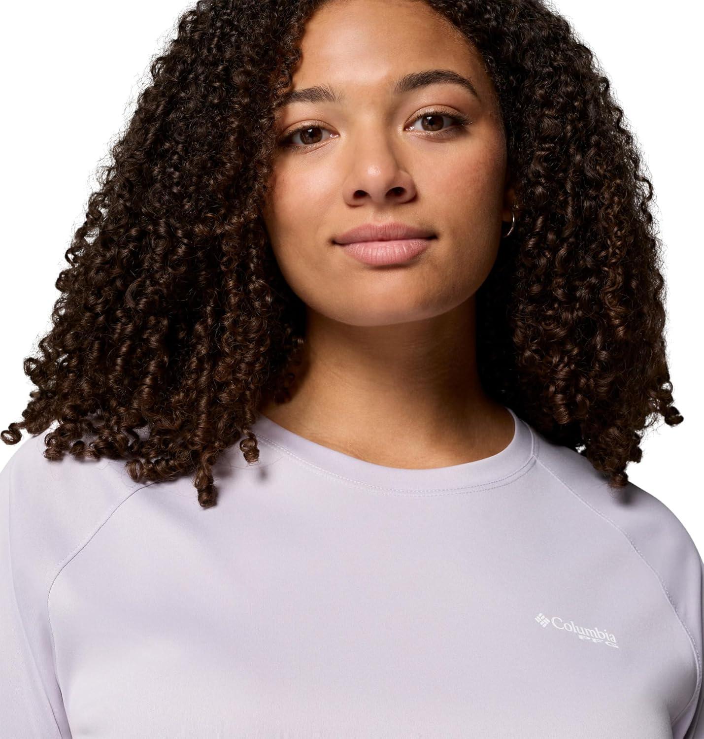 imageColumbia Womens Tidal Tee II Long Sleeve HoodieLavender Pearl HeatherWhite Logo