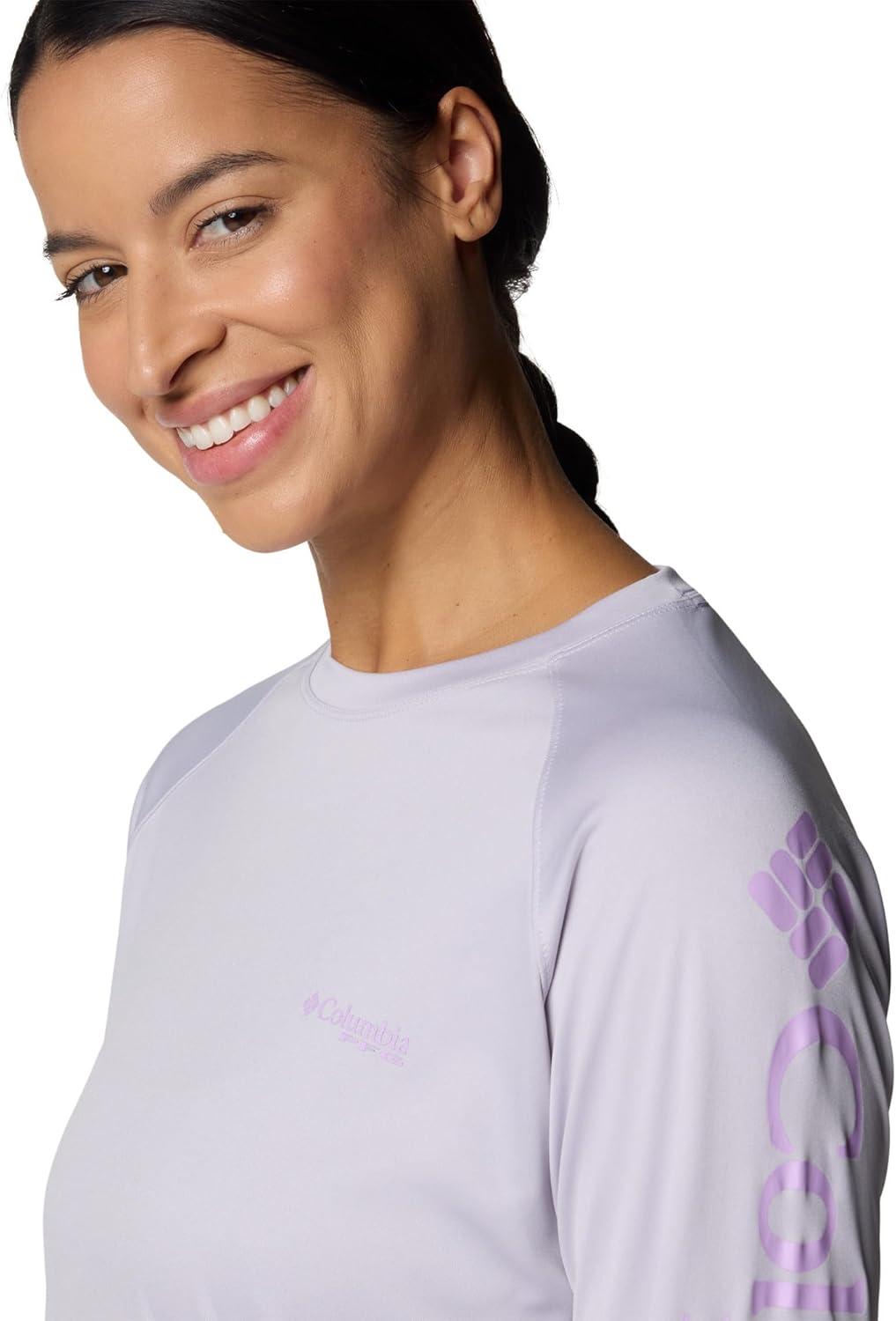 imageColumbia Womens Tidal Tee II Long Sleeve HoodieLavender PearlHydrangea Logo