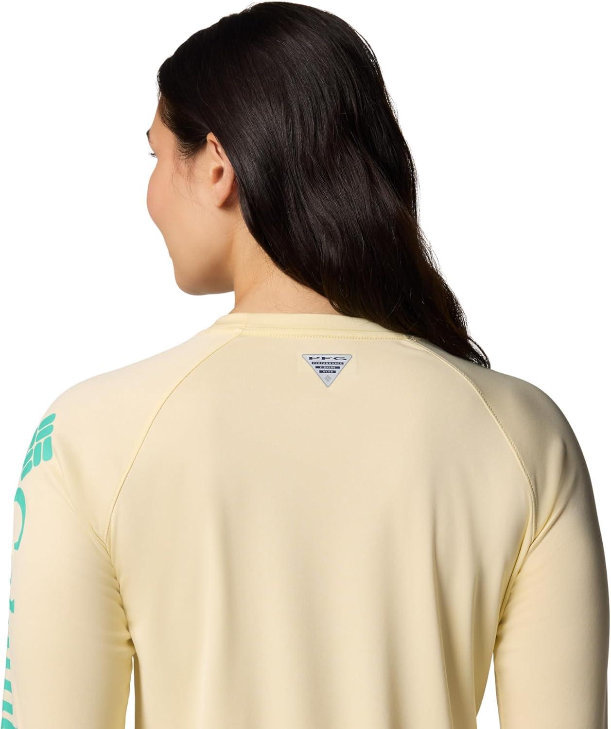 imageColumbia Womens Tidal Tee II Long Sleeve HoodieLemon WashGlaze Green Logo