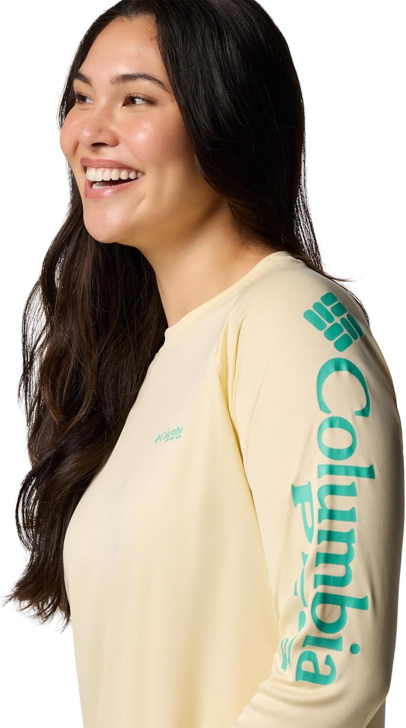 imageColumbia Womens Tidal Tee II Long Sleeve HoodieLemon WashGlaze Green Logo