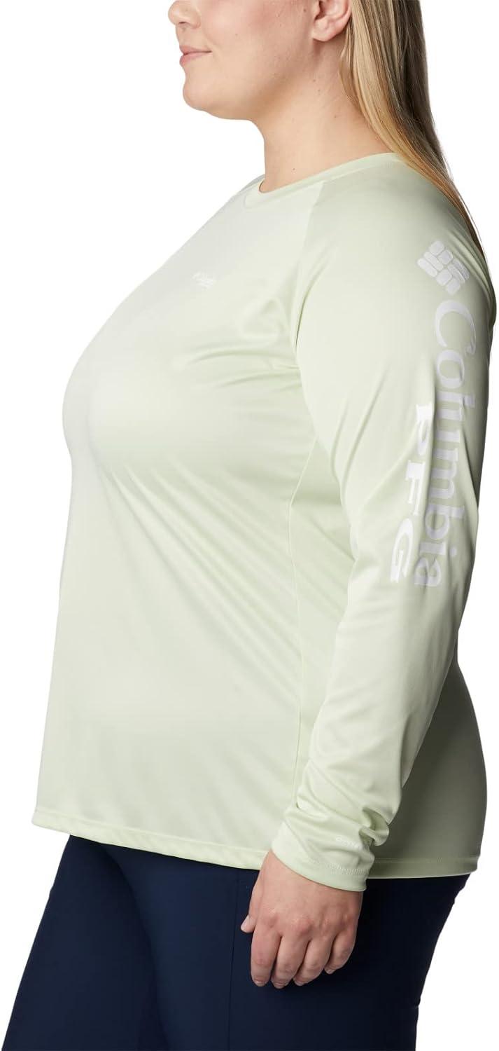imageColumbia Womens Tidal Tee II Long Sleeve HoodieLight Lime HeatherWhite Logo