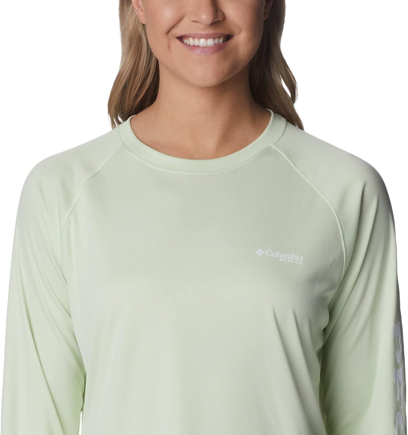 imageColumbia Womens Tidal Tee II Long Sleeve HoodieLight LimeWhite Logo