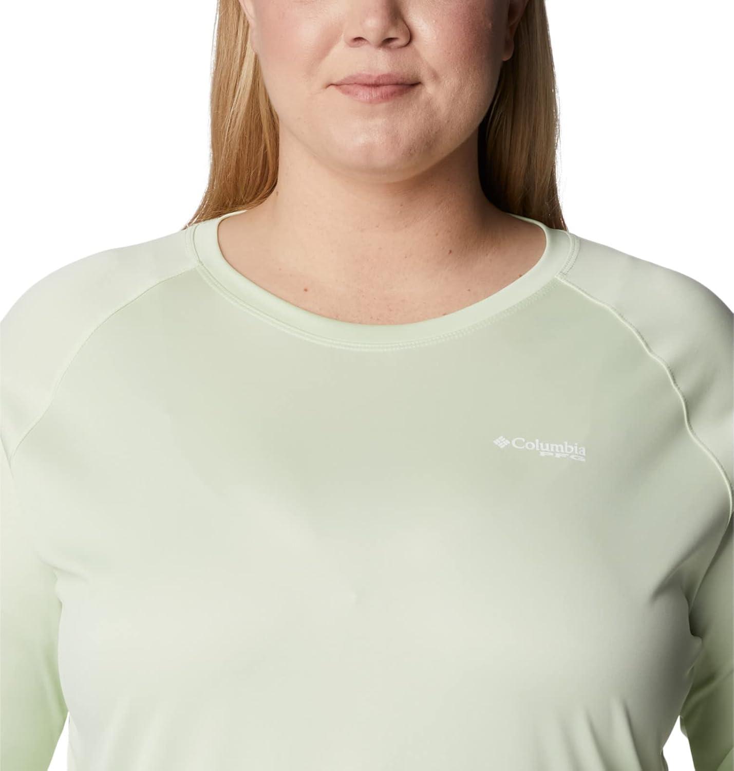 imageColumbia Womens Tidal Tee II Long Sleeve HoodieLight LimeWhite Logo