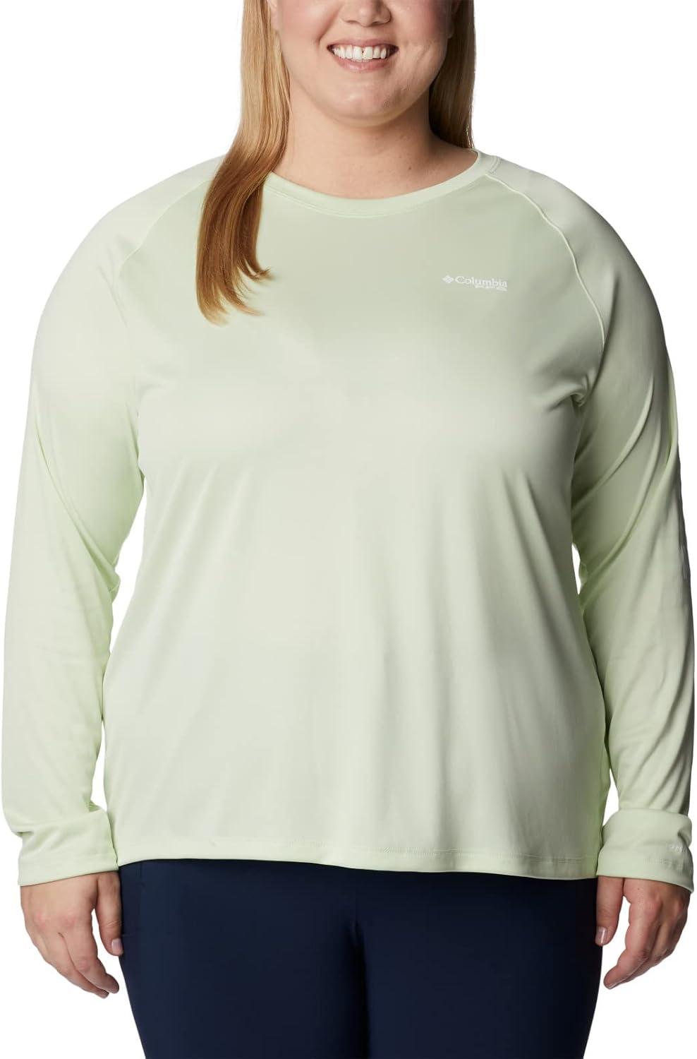 imageColumbia Womens Tidal Tee II Long Sleeve HoodieLight LimeWhite Logo