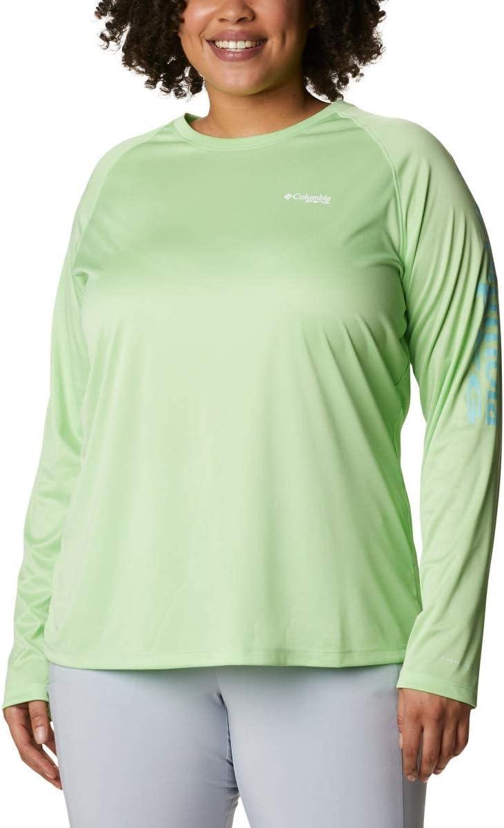 imageColumbia Womens Tidal Tee II Long Sleeve HoodieLime Glow HeatherGulf Stream Logo