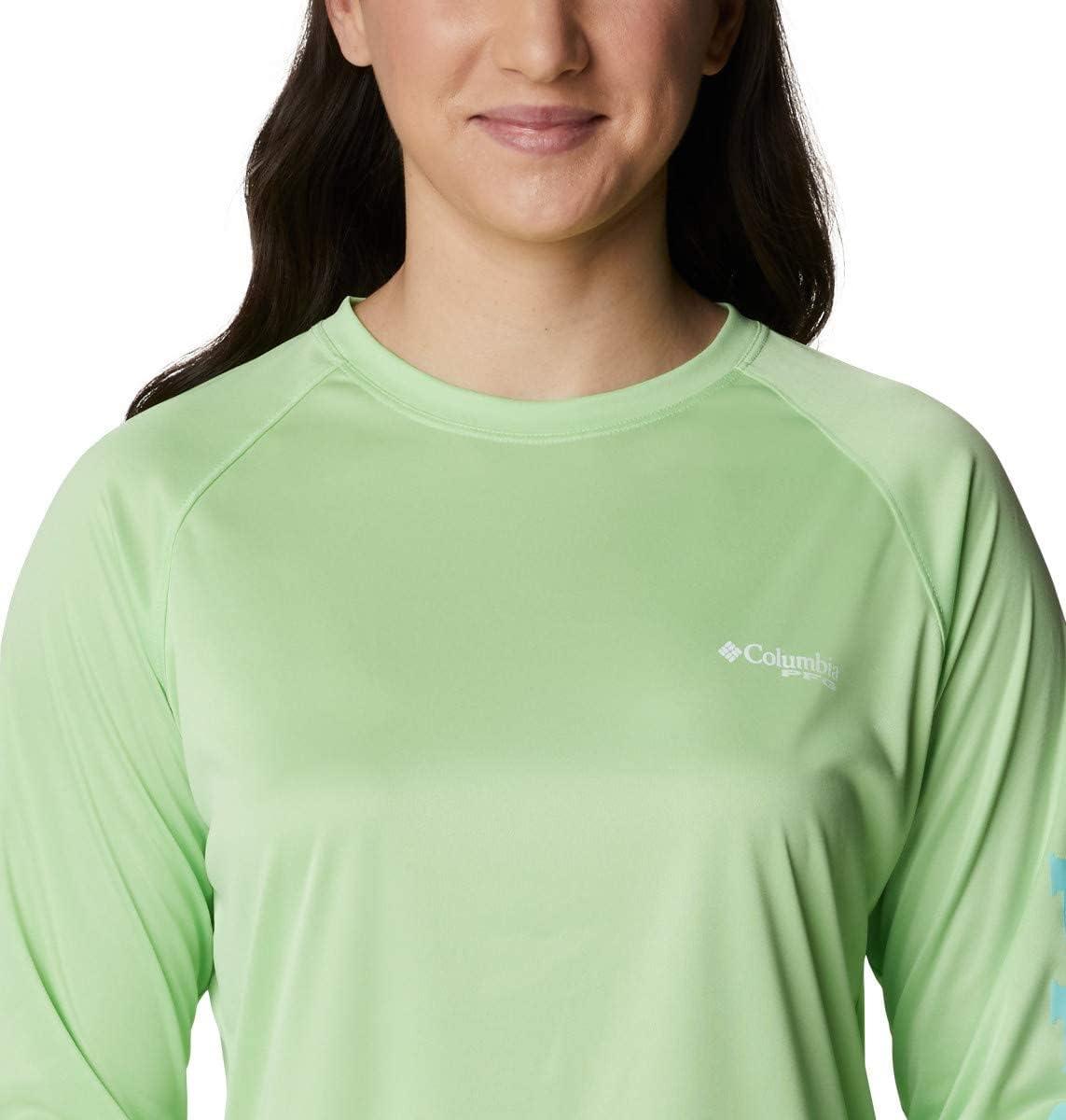imageColumbia Womens Tidal Tee II Long Sleeve HoodieLime Glow HeatherGulf Stream Logo