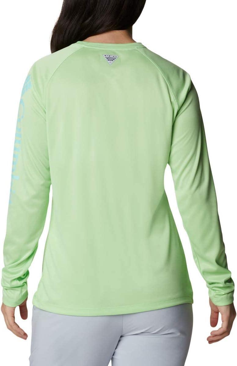 imageColumbia Womens Tidal Tee II Long Sleeve HoodieLime Glow HeatherGulf Stream Logo
