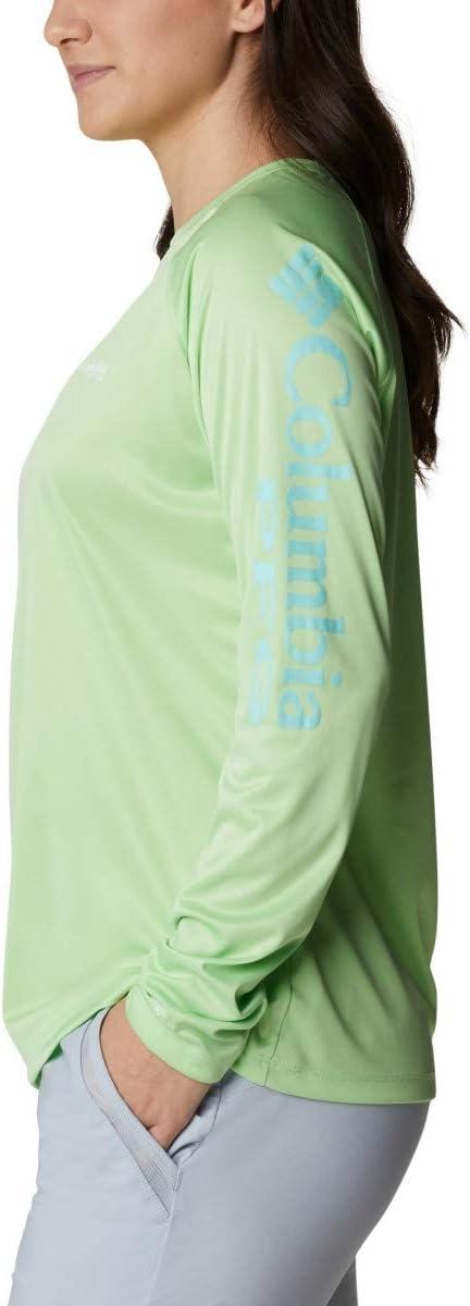 imageColumbia Womens Tidal Tee II Long Sleeve HoodieLime Glow HeatherGulf Stream Logo