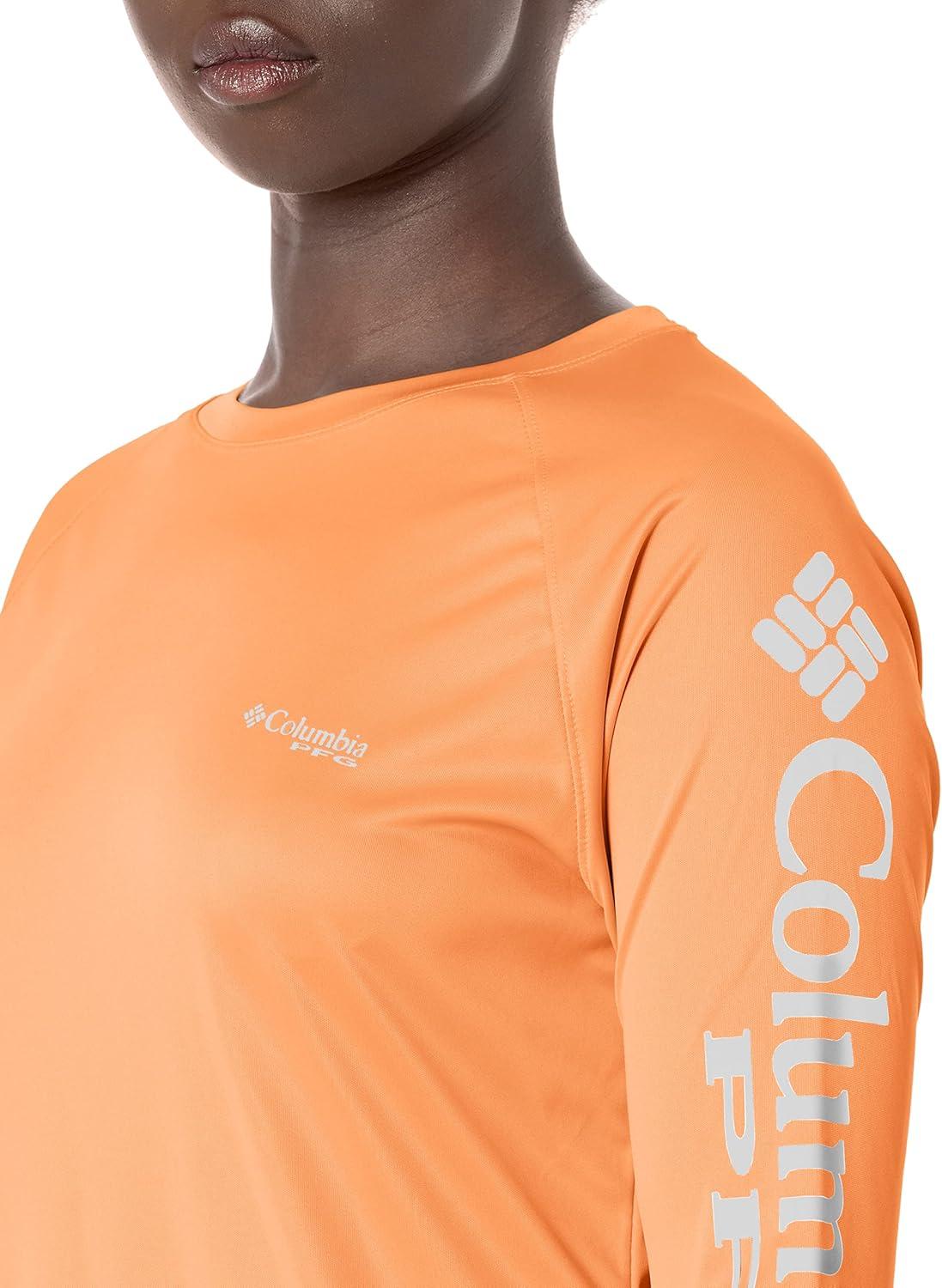 imageColumbia Womens Tidal Tee II Long Sleeve HoodieLime GlowWhite Logo