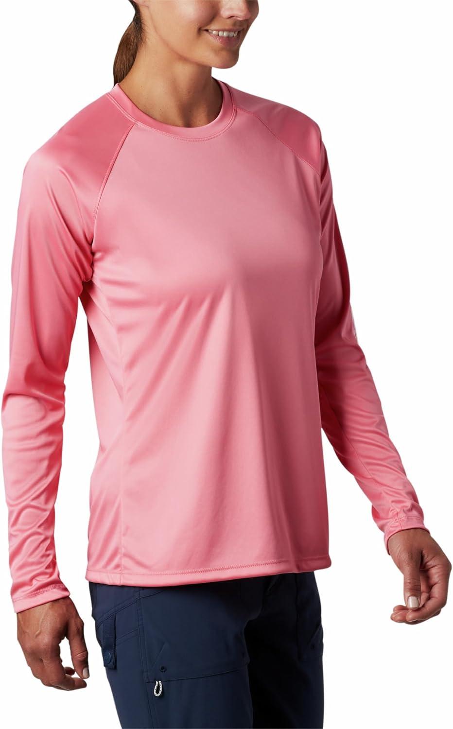 imageColumbia Womens Tidal Tee II Long Sleeve HoodieLollipopWhite Logo