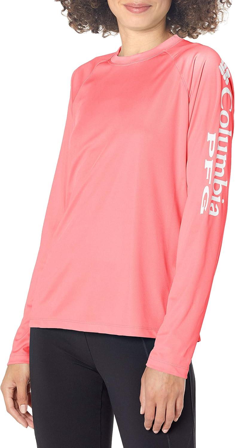 imageColumbia Womens Tidal Tee II Long Sleeve HoodieLollipopWhite Logo