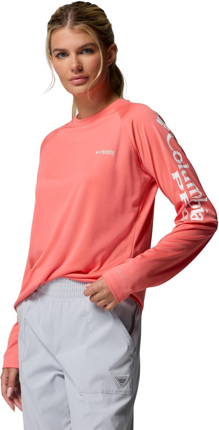 imageColumbia Womens Tidal Tee II Long Sleeve HoodieMelonadeWhite Logo