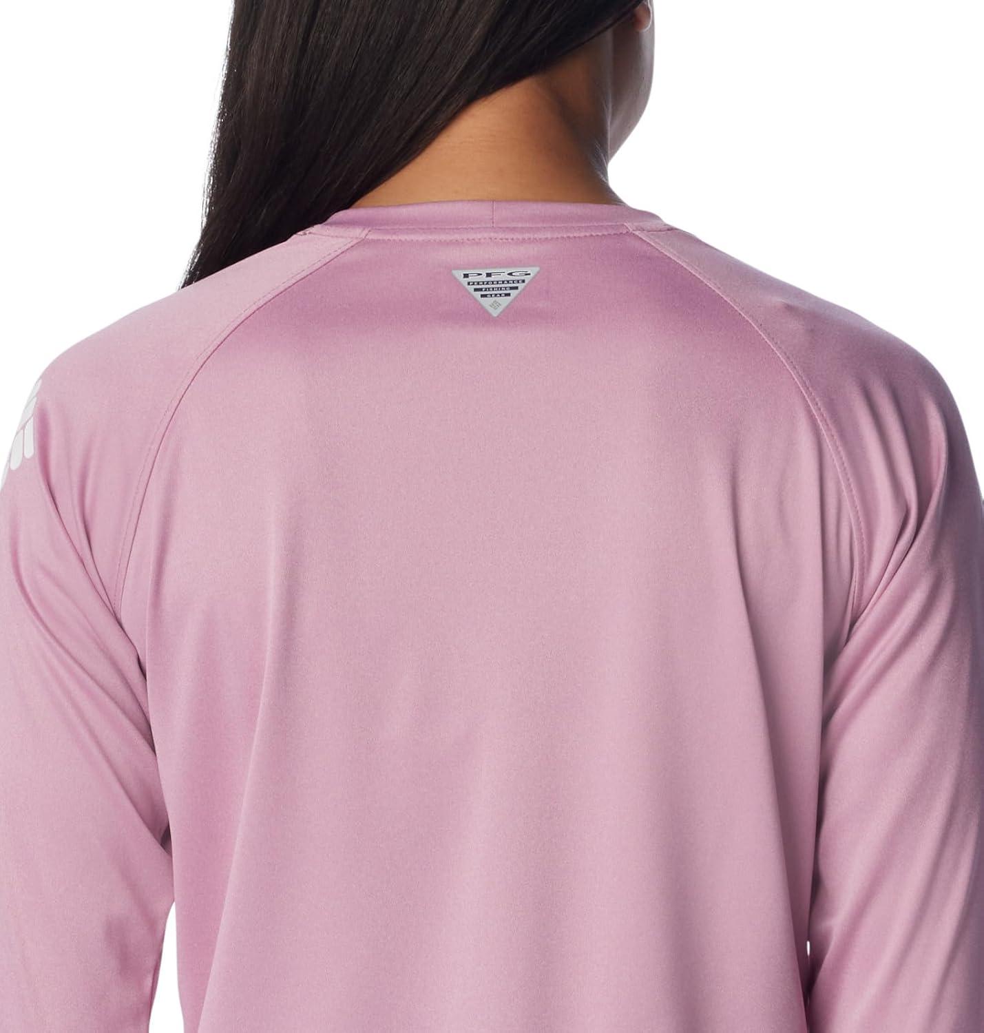 imageColumbia Womens Tidal Tee II Long Sleeve HoodieMinuet HeatherWhite Logo