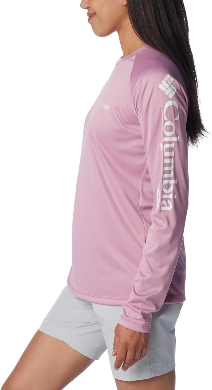 imageColumbia Womens Tidal Tee II Long Sleeve HoodieMinuet HeatherWhite Logo