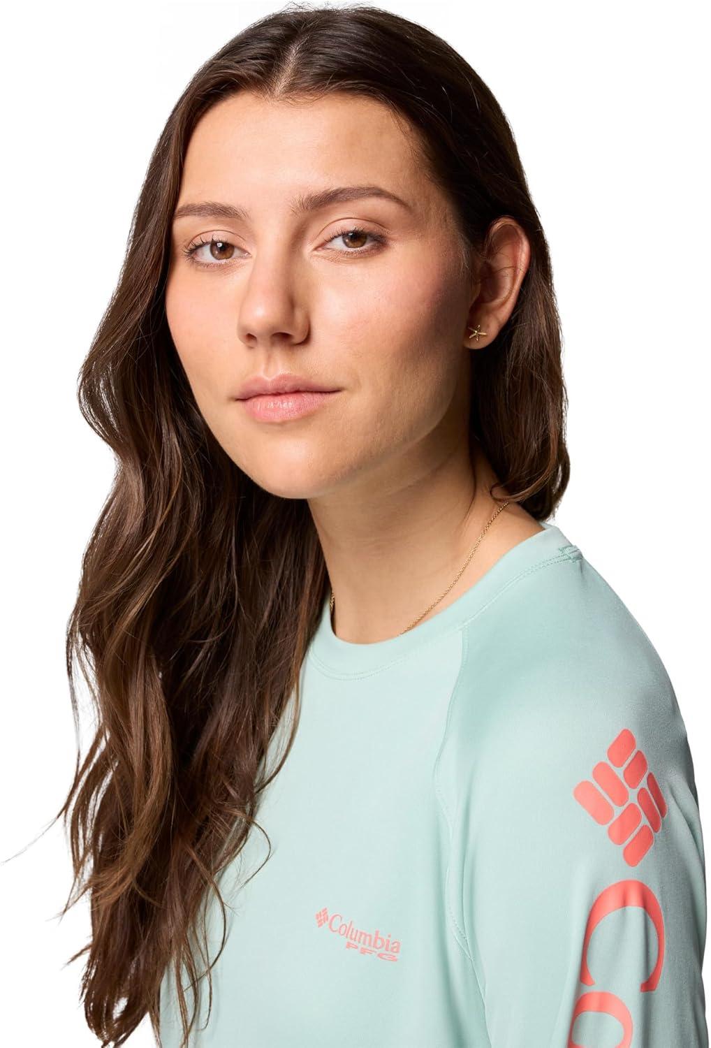 imageColumbia Womens Tidal Tee II Long Sleeve HoodieMisty JadeMelonade Logo