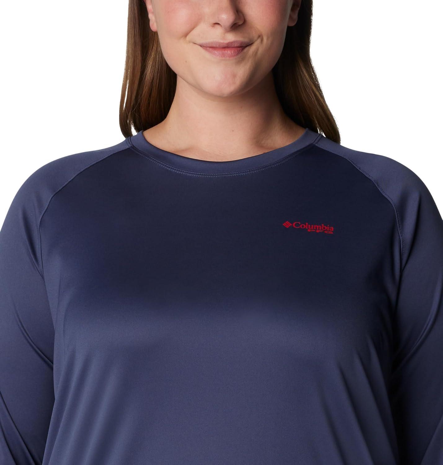 imageColumbia Womens Tidal Tee II Long Sleeve HoodieNocturnalRed Spark Logo