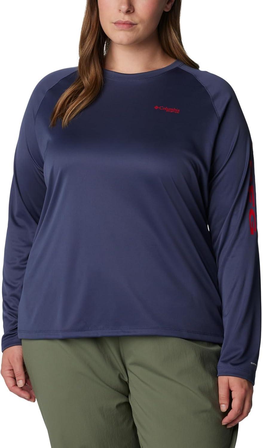 imageColumbia Womens Tidal Tee II Long Sleeve HoodieNocturnalRed Spark Logo