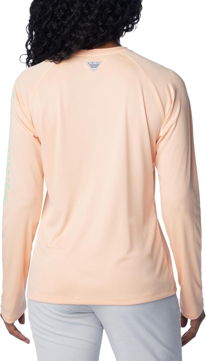 imageColumbia Womens Tidal Tee II Long Sleeve HoodiePeach FizzOcean Mint Logo